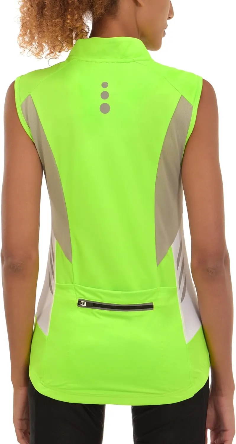 Little Donkey Andy Women's Half Zip Breathable Cycling Vests Reflective Sleeveless Jerseys Shirts Golf 4 Rear Pockets