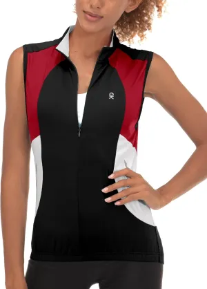 Little Donkey Andy Women's Half Zip Breathable Cycling Vests Reflective Sleeveless Jerseys Shirts Golf 4 Rear Pockets
