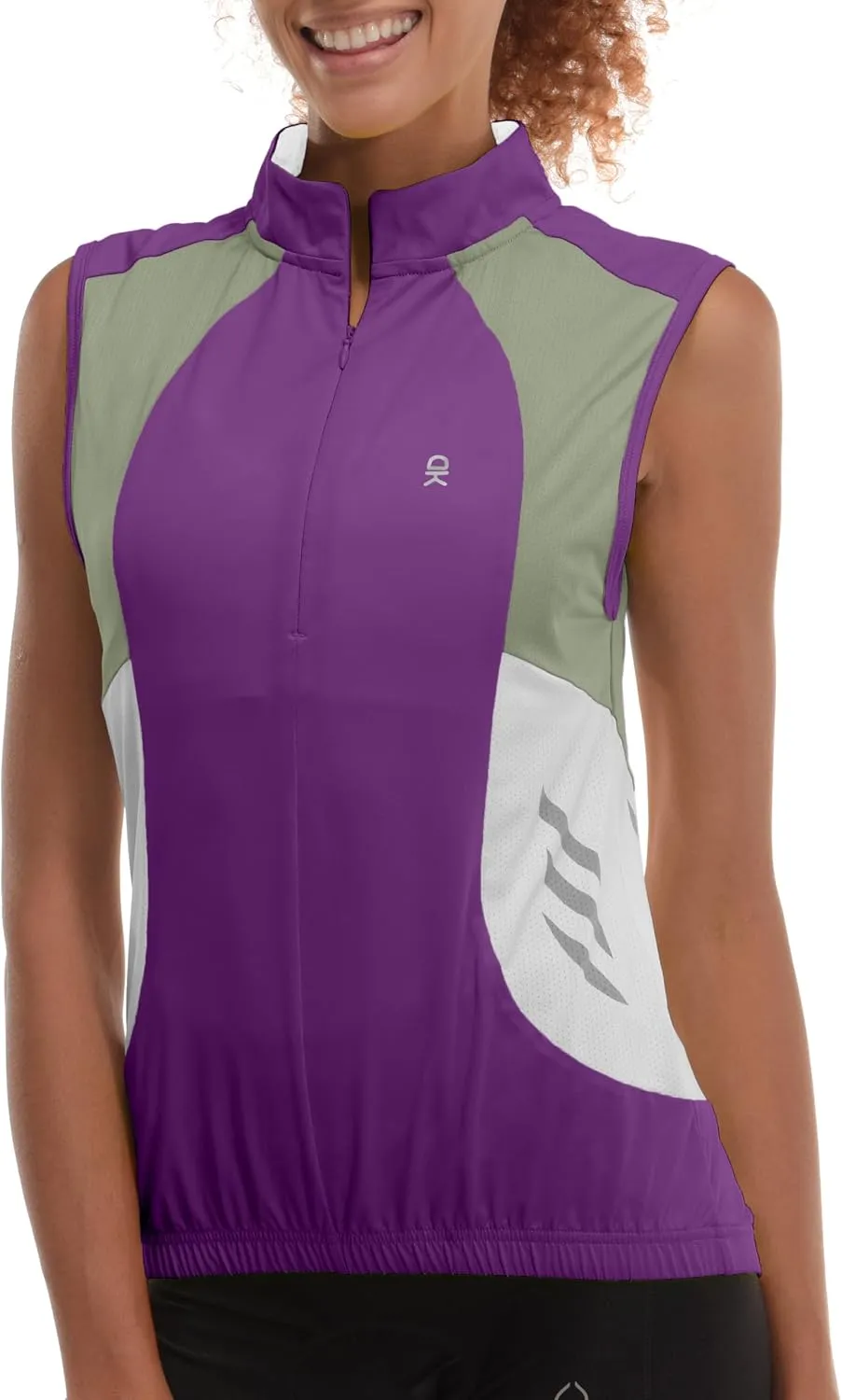 Little Donkey Andy Women's Half Zip Breathable Cycling Vests Reflective Sleeveless Jerseys Shirts Golf 4 Rear Pockets