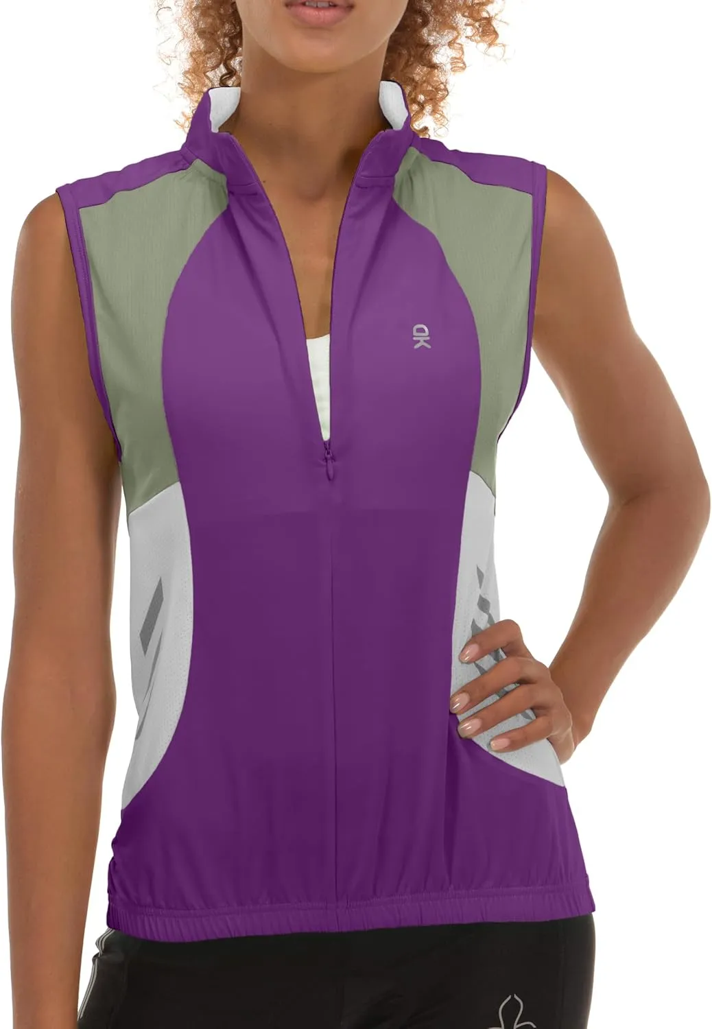 Little Donkey Andy Women's Half Zip Breathable Cycling Vests Reflective Sleeveless Jerseys Shirts Golf 4 Rear Pockets
