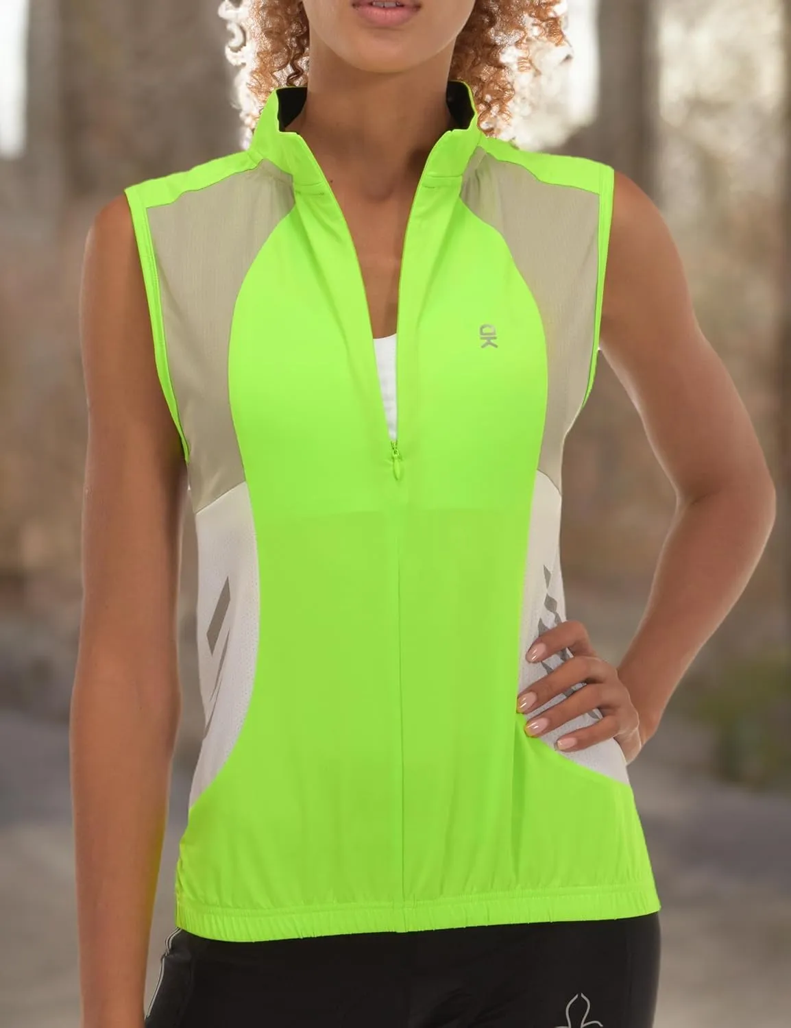 Little Donkey Andy Women's Half Zip Breathable Cycling Vests Reflective Sleeveless Jerseys Shirts Golf 4 Rear Pockets
