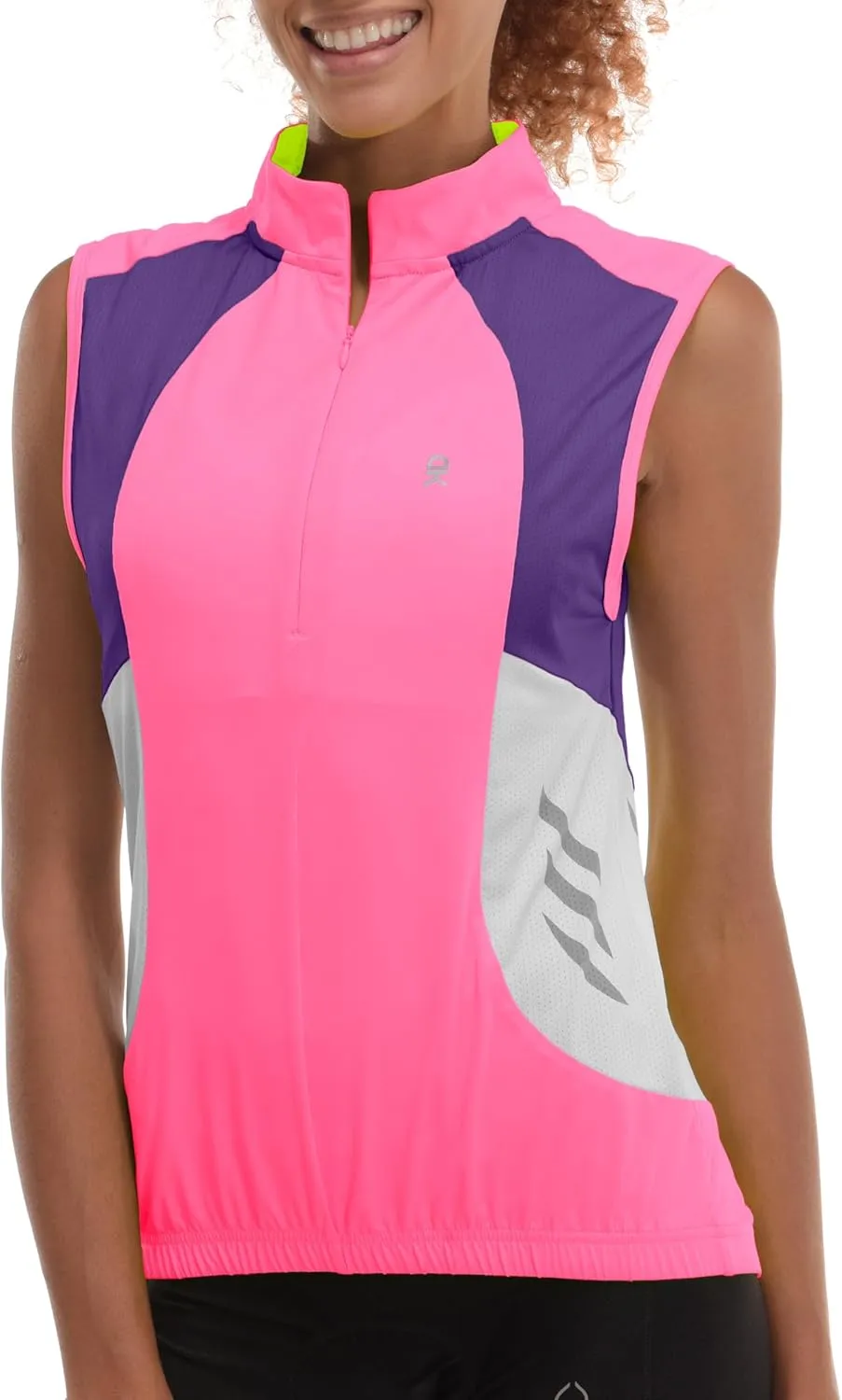 Little Donkey Andy Women's Half Zip Breathable Cycling Vests Reflective Sleeveless Jerseys Shirts Golf 4 Rear Pockets