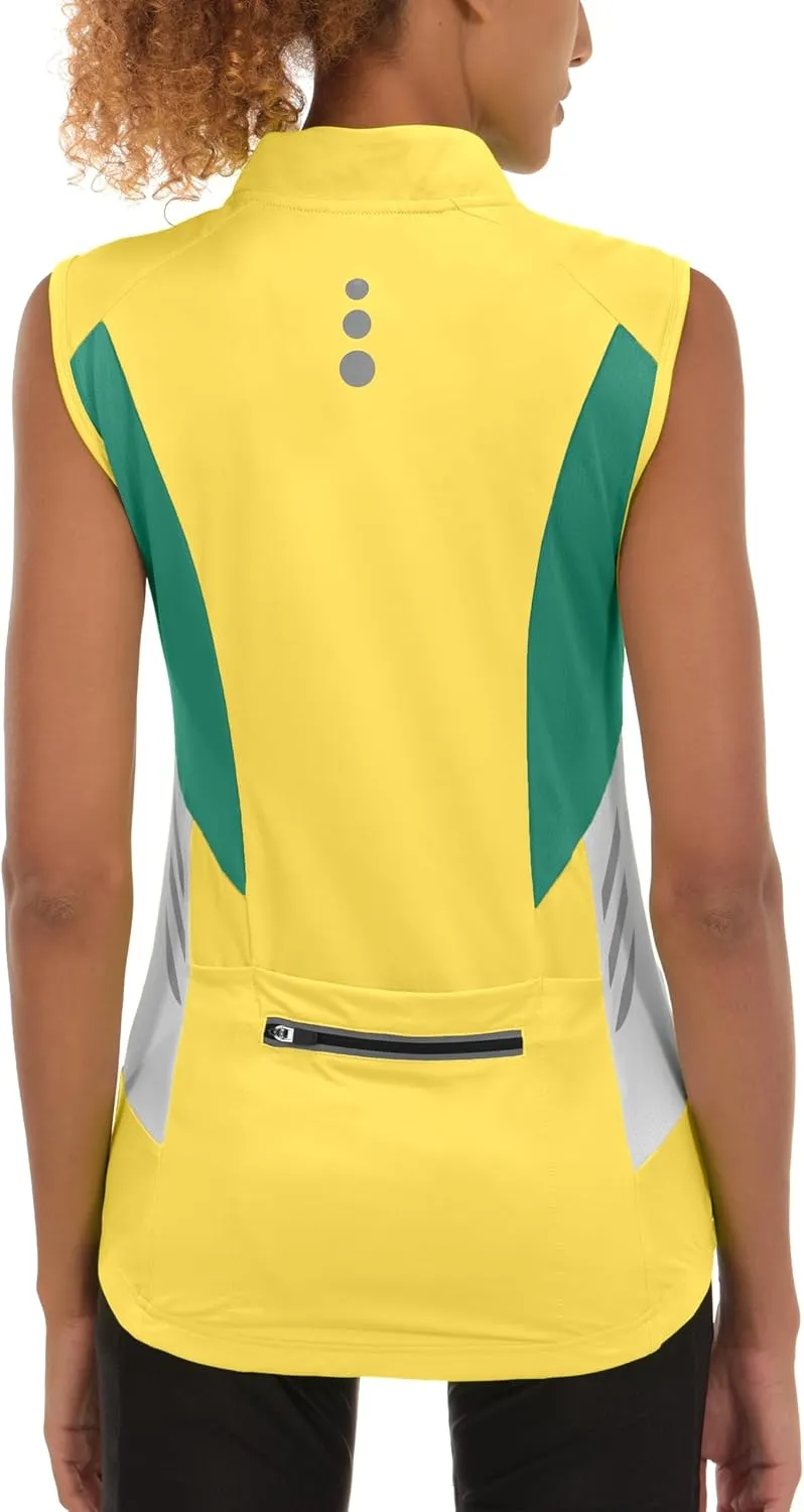 Little Donkey Andy Women's Half Zip Breathable Cycling Vests Reflective Sleeveless Jerseys Shirts Golf 4 Rear Pockets