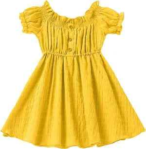 Little Girls Kids Summer Chiffon Ruffle Mini Dress Crew Neck Ruffles Sleeve Short Dress Toddler Spring Swing