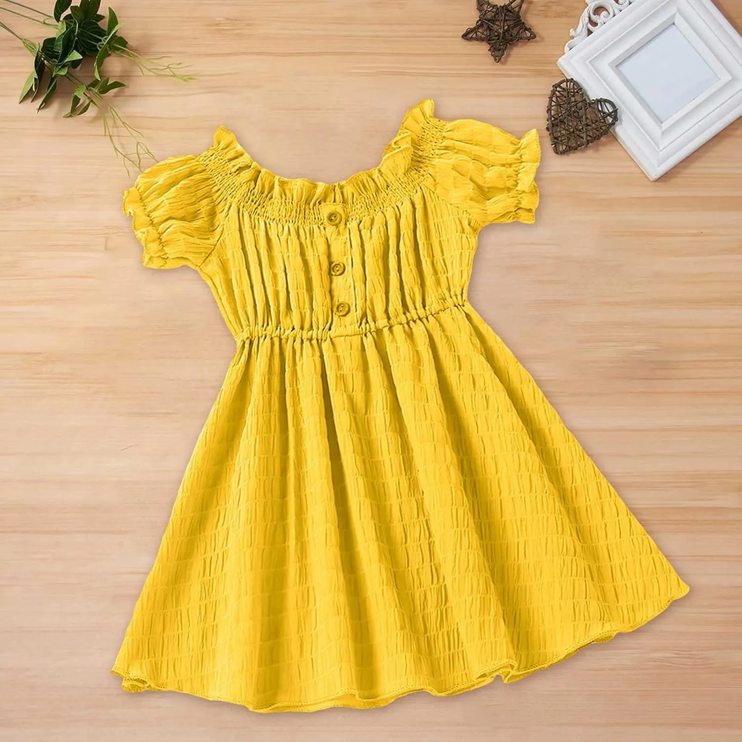 Little Girls Kids Summer Chiffon Ruffle Mini Dress Crew Neck Ruffles Sleeve Short Dress Toddler Spring Swing