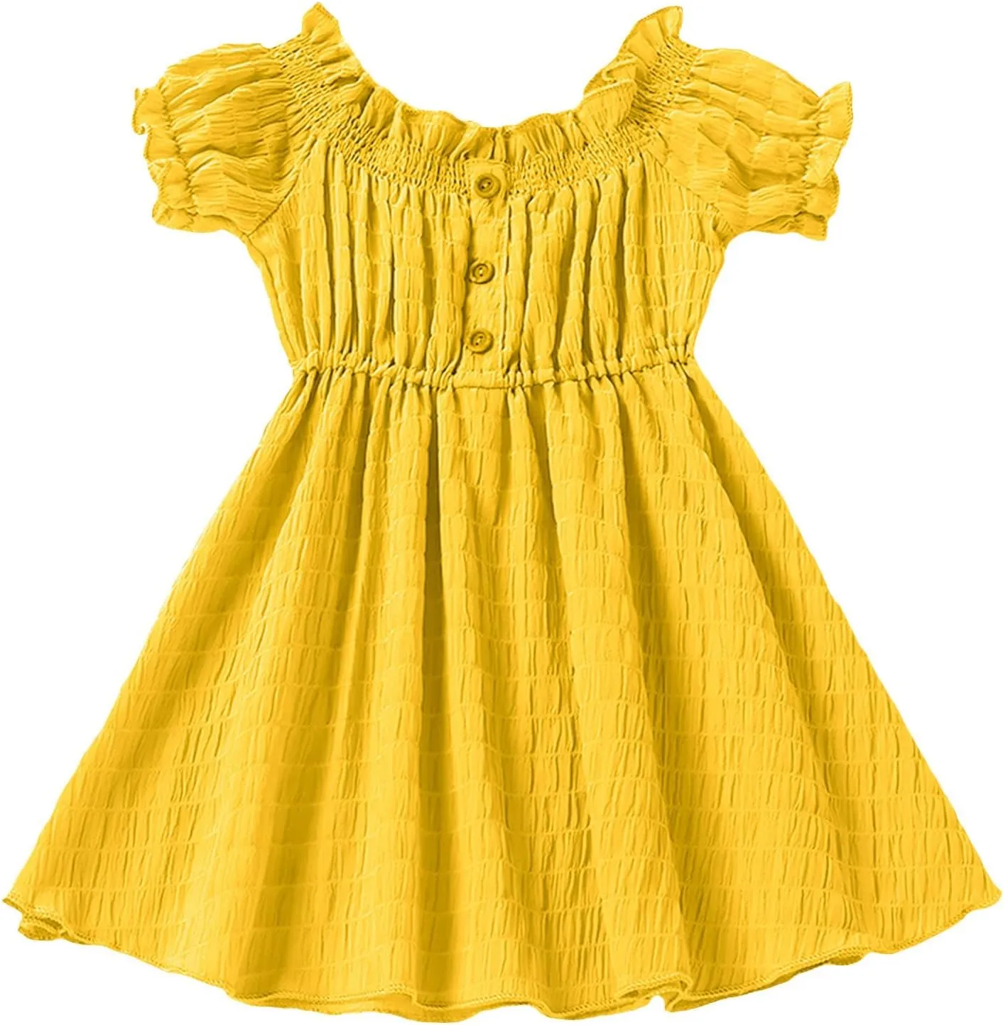 Little Girls Kids Summer Chiffon Ruffle Mini Dress Crew Neck Ruffles Sleeve Short Dress Toddler Spring Swing