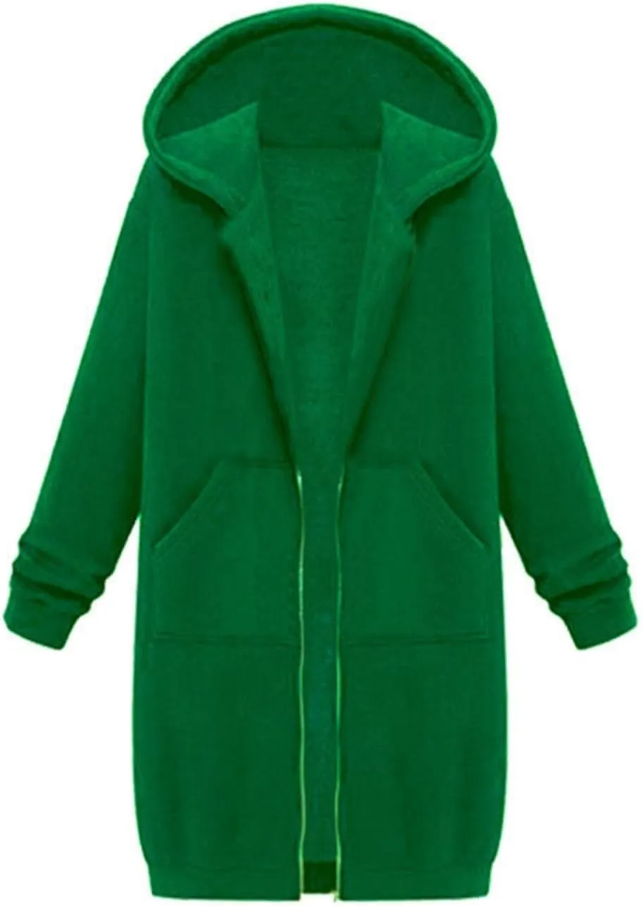 Long Hoodies for Women Zip Up Cotton Plus Size Oversized Hoodie Teen Girls Fleece Fall Sweat Jacket