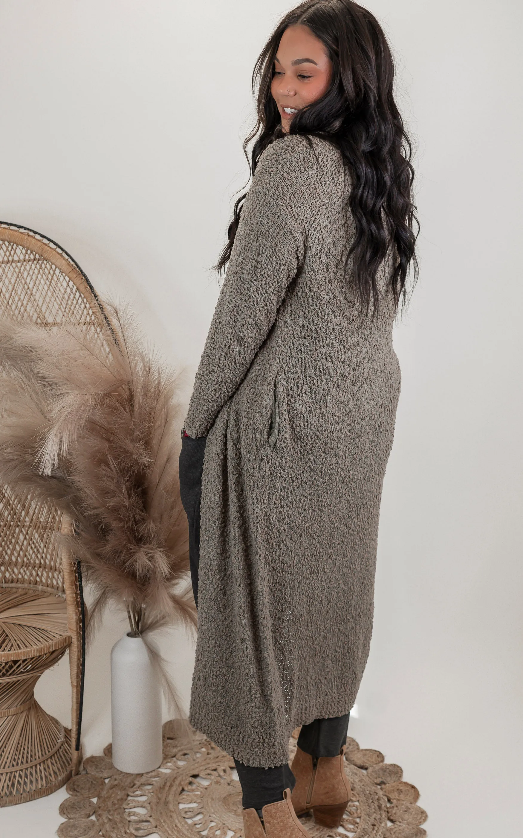 Long Robe Style Popcorn Cardigan** Final Sale