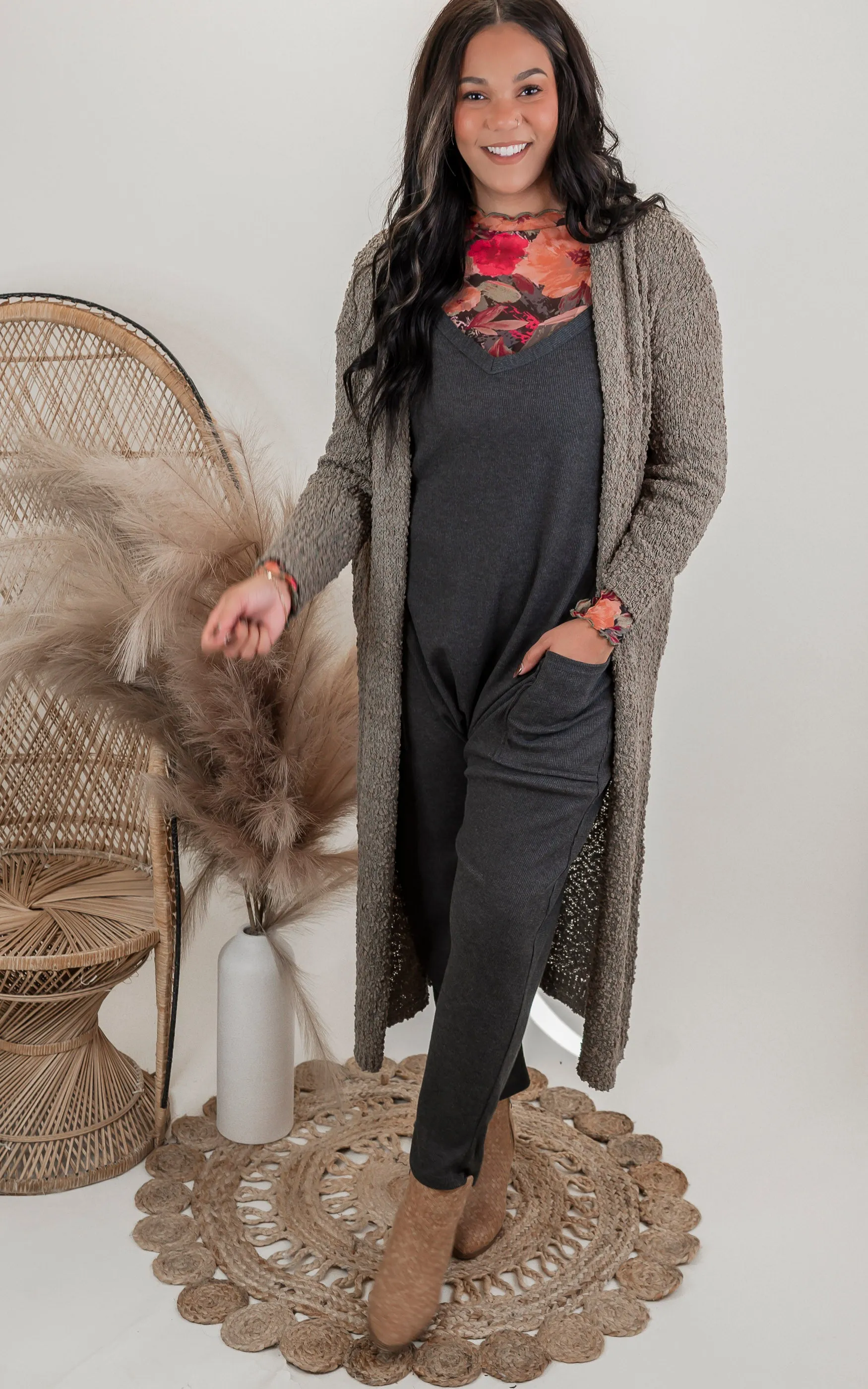 Long Robe Style Popcorn Cardigan** Final Sale