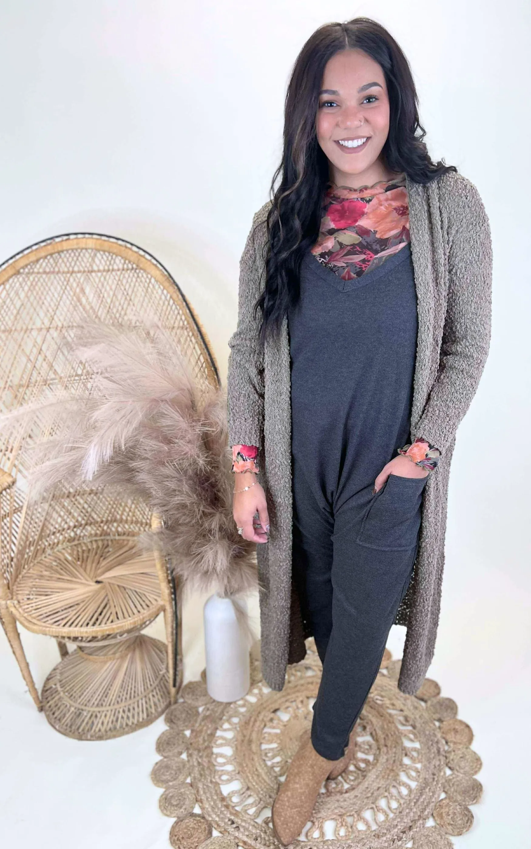 Long Robe Style Popcorn Cardigan** Final Sale