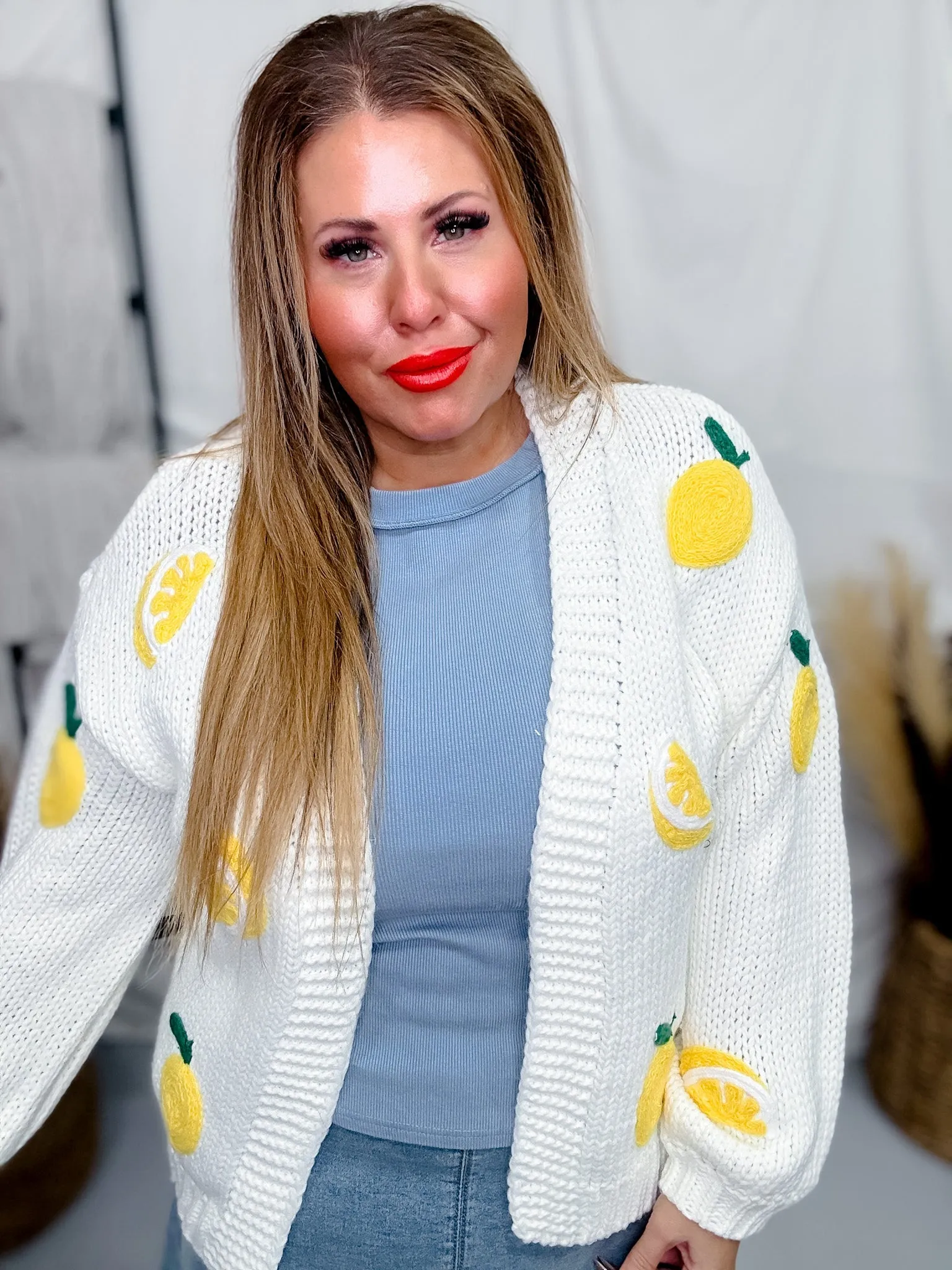 Long Sleeve Lemon Sweater Cardigan
