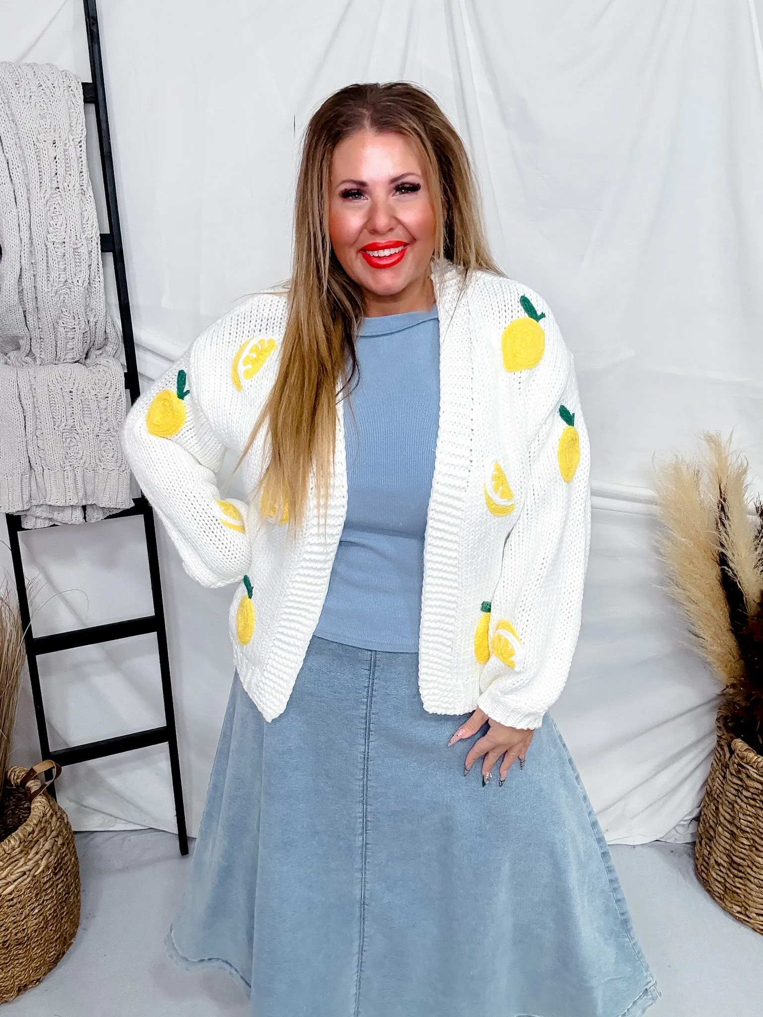 Long Sleeve Lemon Sweater Cardigan