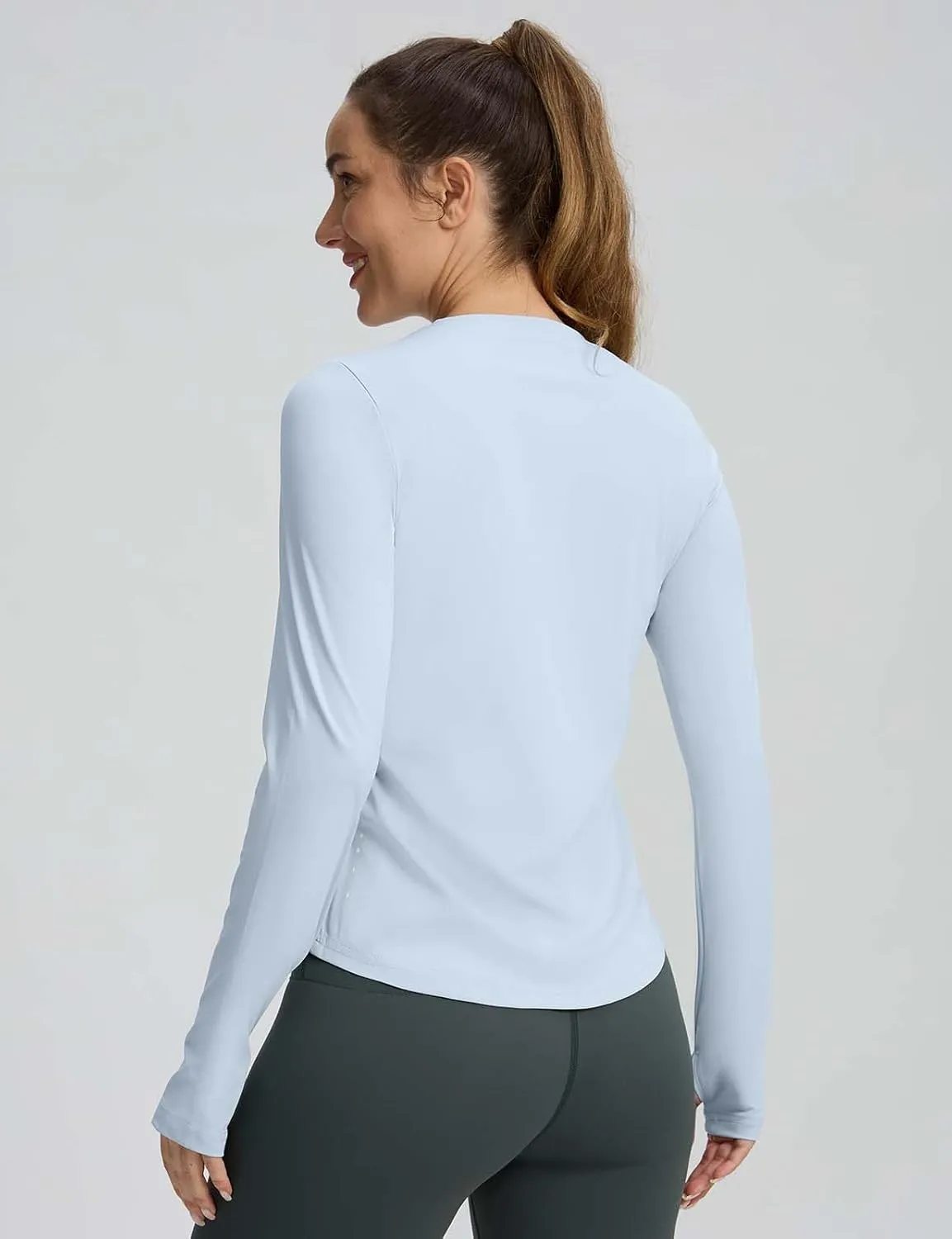 Long Sleeve Workout Tops for Women Lightweight Running Shirts Quick Dry Athletic Shirts Active Exercise