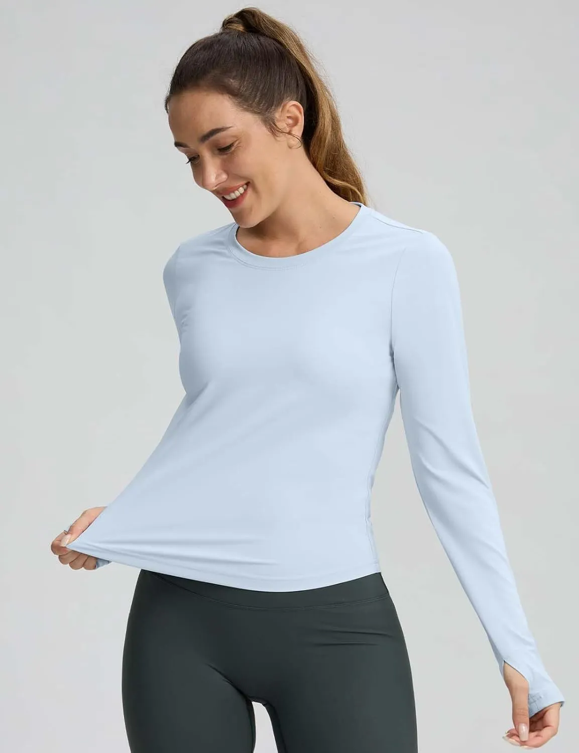 Long Sleeve Workout Tops for Women Lightweight Running Shirts Quick Dry Athletic Shirts Active Exercise