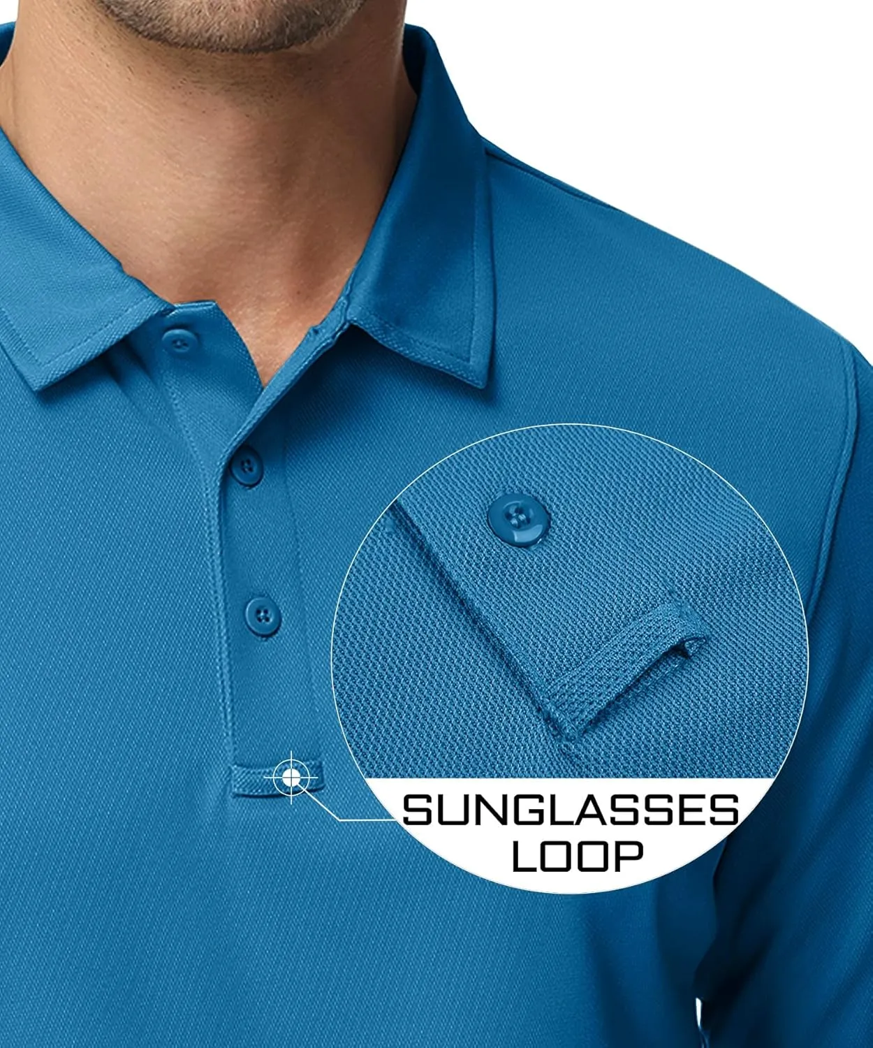 MAGCOMSEN Men's Polo Shirts 3 Button Quick Dry Performance Long Sleeve Tactical Shirts Pique Jersey Golf Shirt
