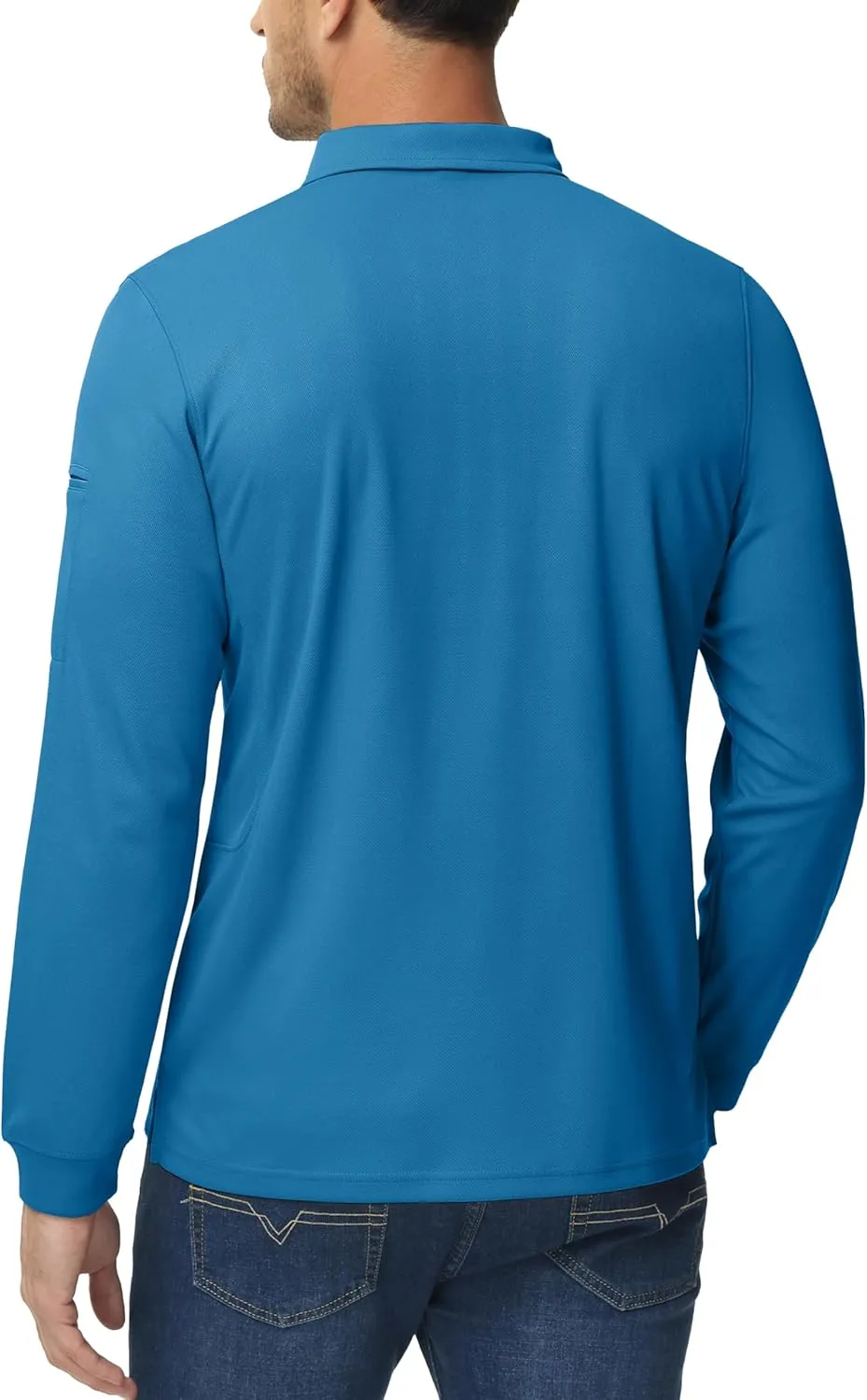 MAGCOMSEN Men's Polo Shirts 3 Button Quick Dry Performance Long Sleeve Tactical Shirts Pique Jersey Golf Shirt