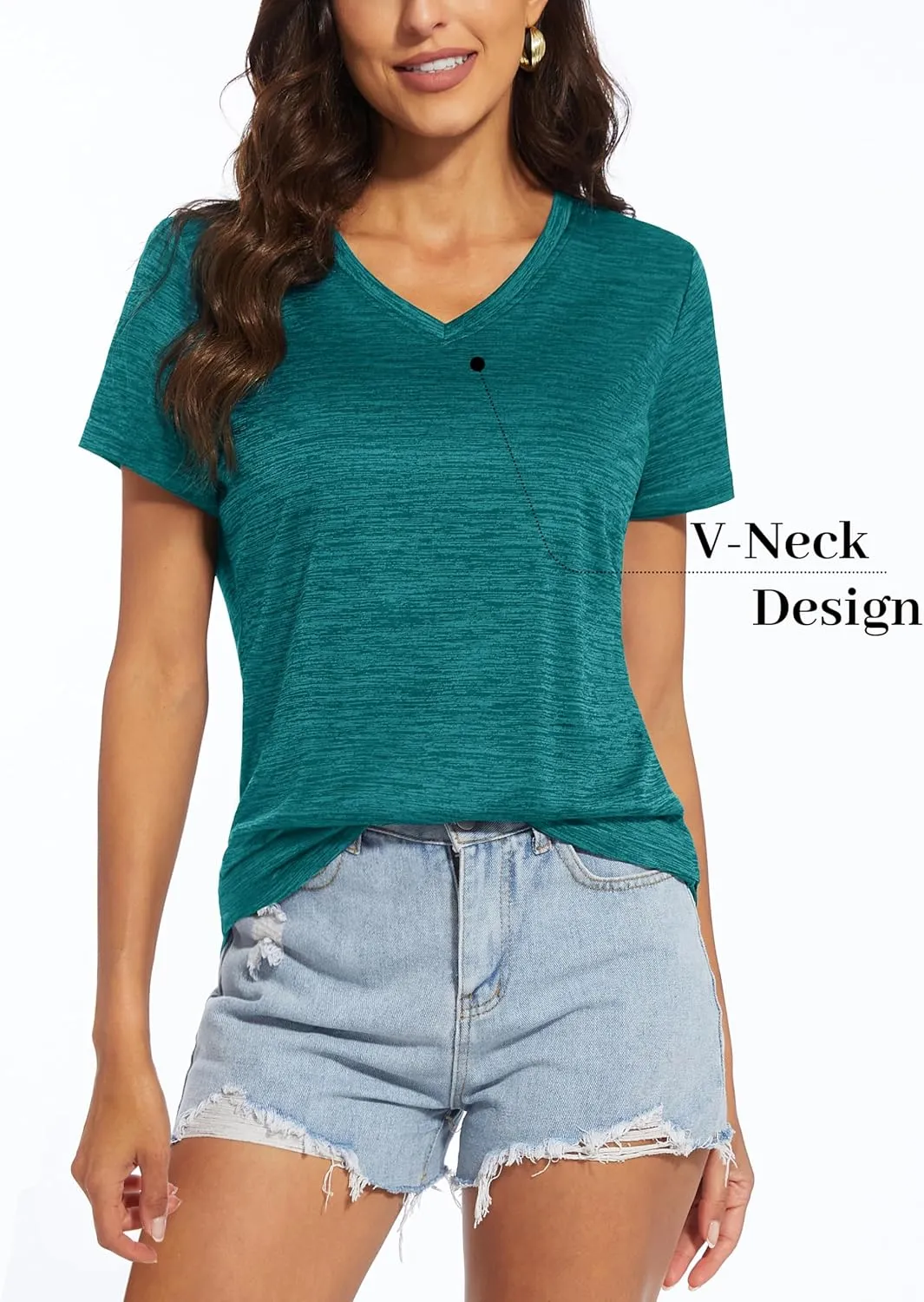 MAGCOMSEN Women's V Neck Workout Shirts Short Sleeve Moisture Wicking Yoga T-Shirts Quick Dry Athletic Tops