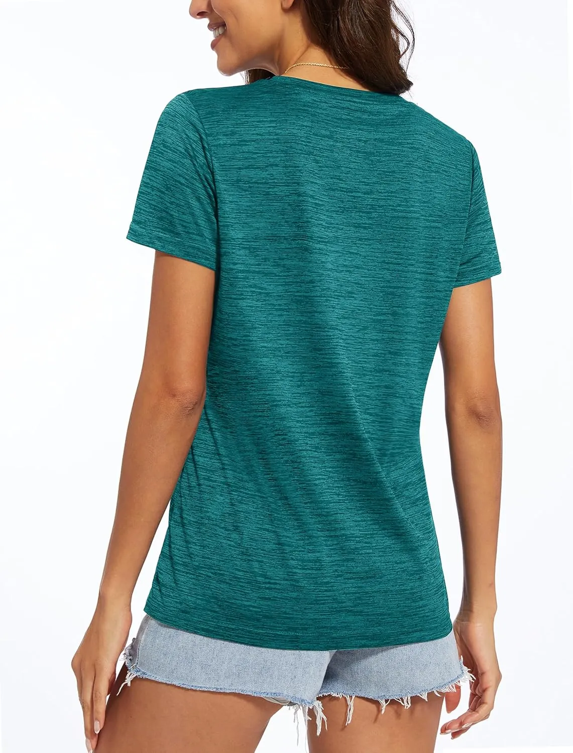 MAGCOMSEN Women's V Neck Workout Shirts Short Sleeve Moisture Wicking Yoga T-Shirts Quick Dry Athletic Tops