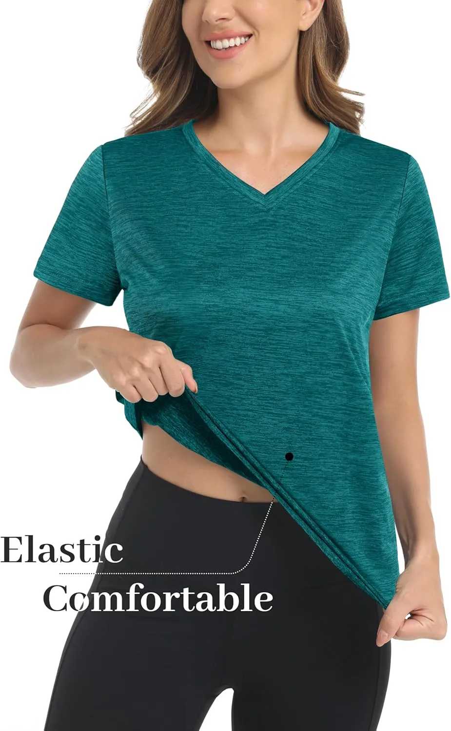 MAGCOMSEN Women's V Neck Workout Shirts Short Sleeve Moisture Wicking Yoga T-Shirts Quick Dry Athletic Tops