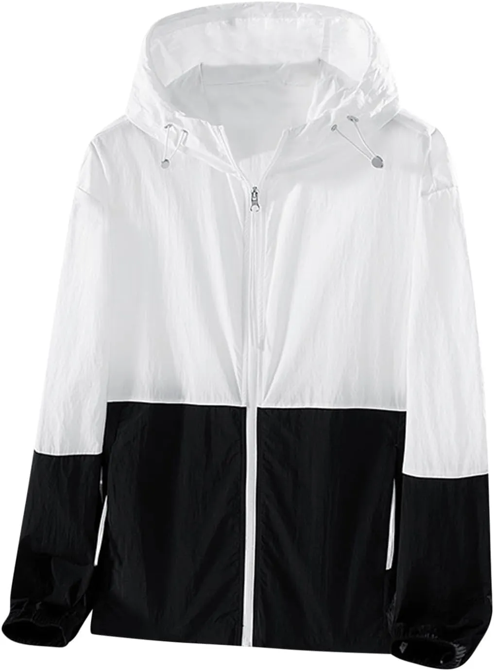 maisdgop Raincoat for Women Pretty Color Block Waterproof Windbreaker Casual Zip up Travel Hiking Trench Coats with Pockets