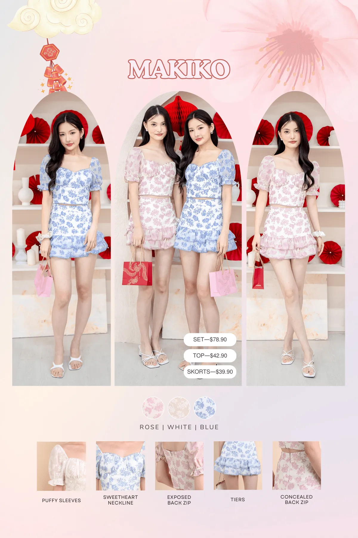 MAKIKO FLEUR SKORTS IN BLUE