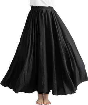 Maxi Skirts for Women Double Layer Elastic Waist Long Maxi Skirt Boho Beach A Line Skirt Flowy Swing Summer Dresses