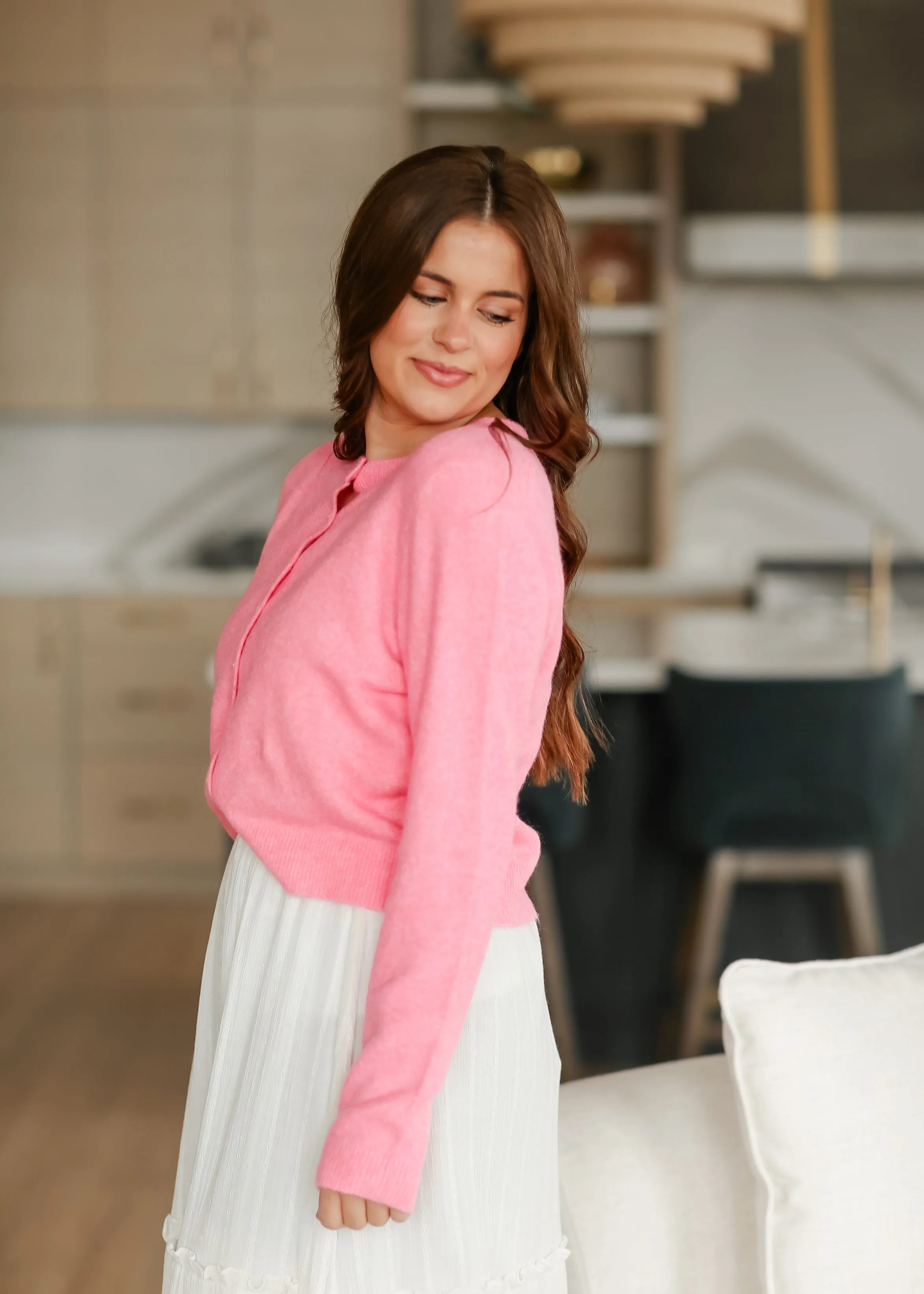 Medina Pink Button Front Cardigan