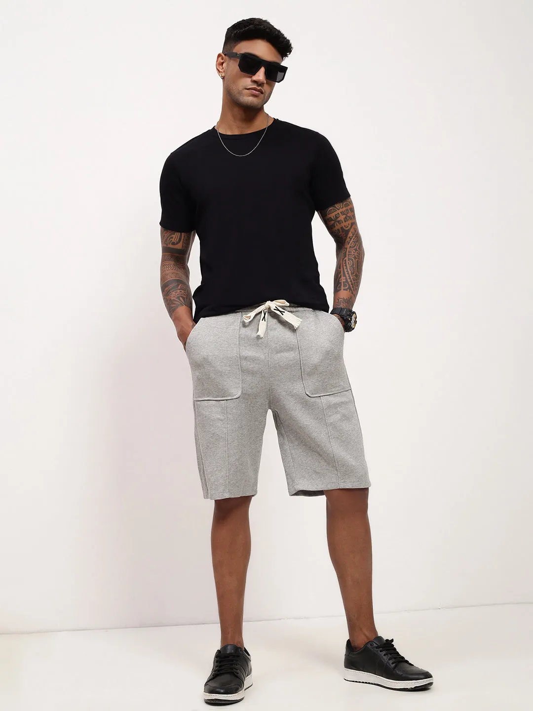 Men Grey Regular Fit Shorts