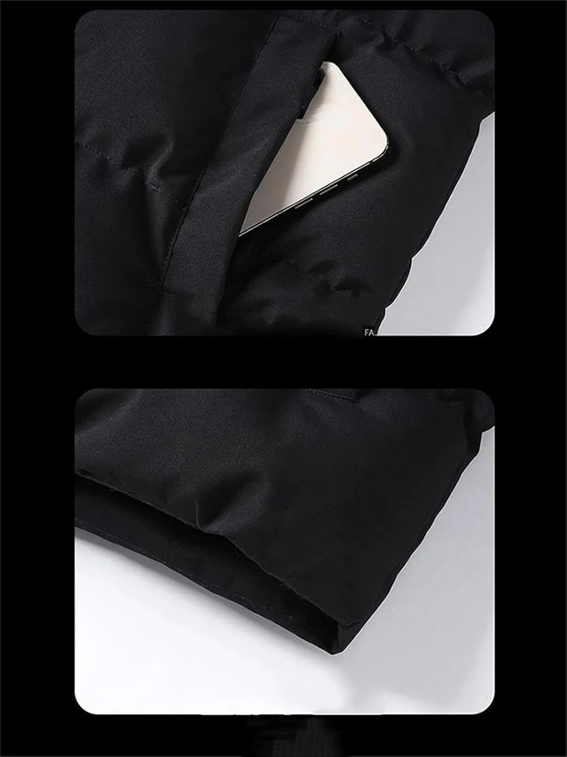 Men Stand Collar Solid Zipper Cotton-Padded Jacket Classic Outdoor Oversized Thick Parka Coat