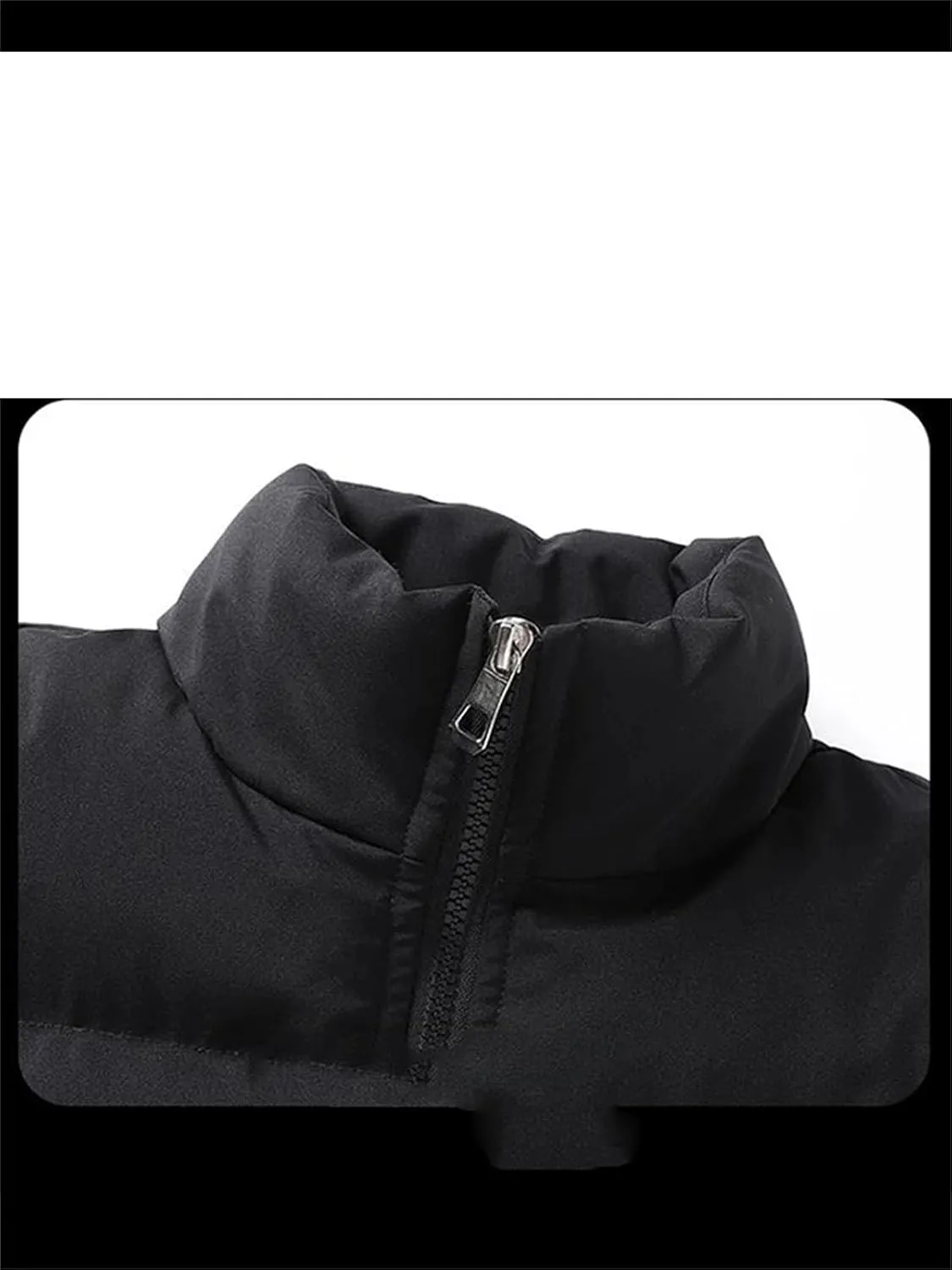 Men Stand Collar Solid Zipper Cotton-Padded Jacket Classic Outdoor Oversized Thick Parka Coat