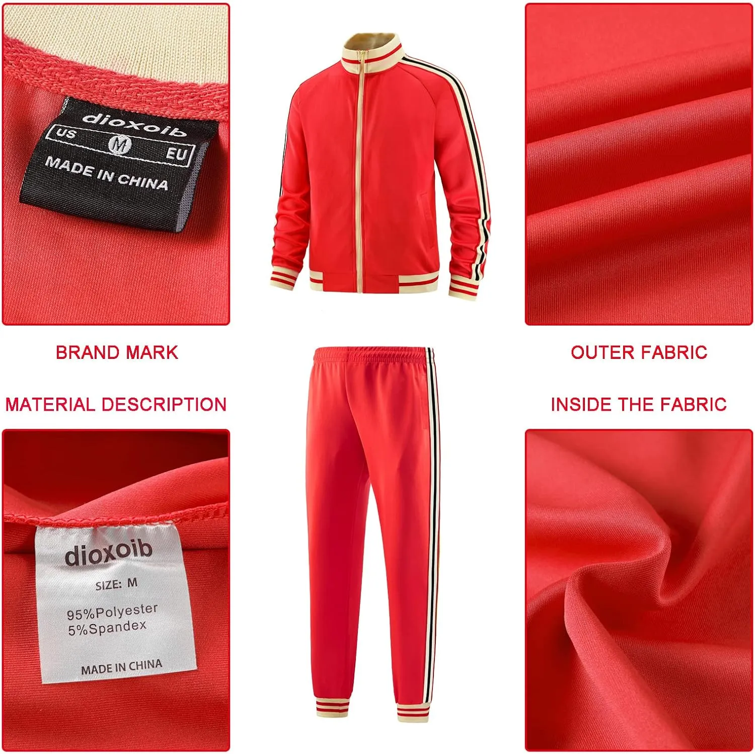 Men Track Suits Sets Long Sleeve Full-zip Sweatsuit Active Jackets and Pants 2 Piece Outfits