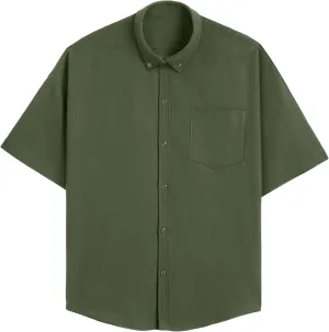 Men's Casual Linen Button Down Shirts Short Sleeve Dress Shirt Fashion Summer Clothes Beach Shirts
