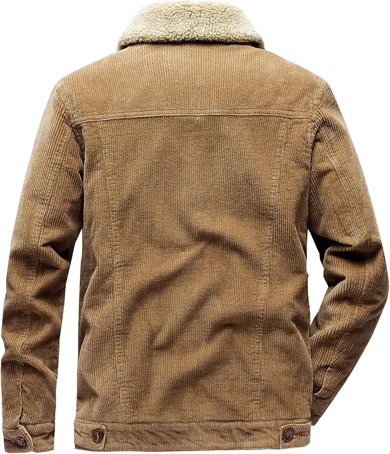 Men's Corduroy Jacket Winter Sherpa Fleece Trucker Jacket Fur Collar Warm Cowboy Coat