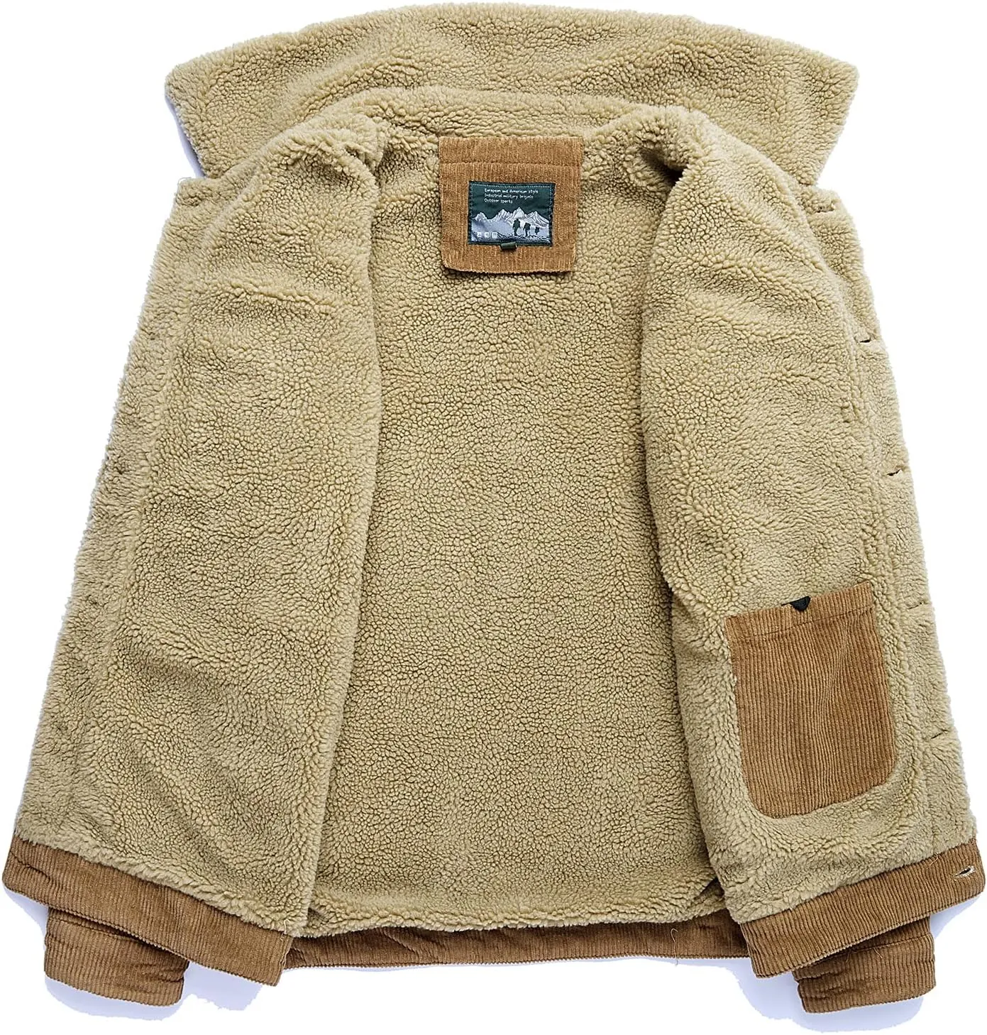 Men's Corduroy Jacket Winter Sherpa Fleece Trucker Jacket Fur Collar Warm Cowboy Coat