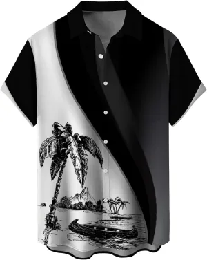 Mens Hawaiian Shirts Regular fit Short Sleeve Button Down Shirt Tropical Holiday Beach Printed Shirts