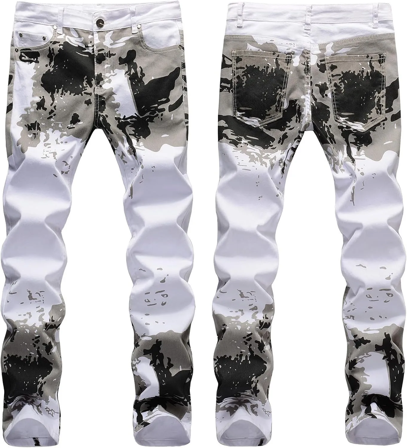 Men's Jean Ripped Slim Fit Straight Leg Denim Pants Stretch Skinny Distressed Comfort Fashion Biker Denim Pants Jeans