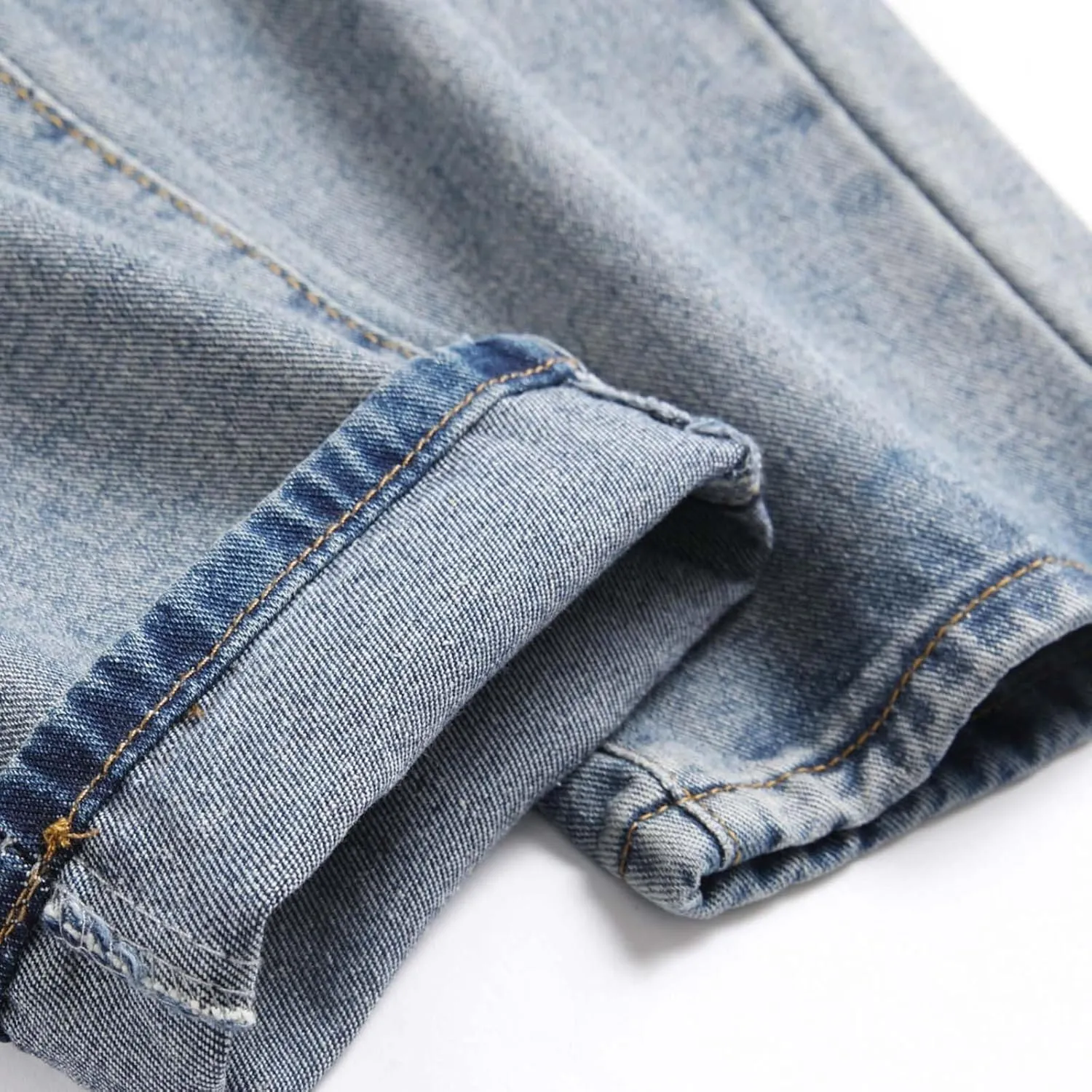 Men's Jean Ripped Slim Fit Straight Leg Denim Pants Stretch Skinny Distressed Comfort Fashion Biker Denim Pants Jeans