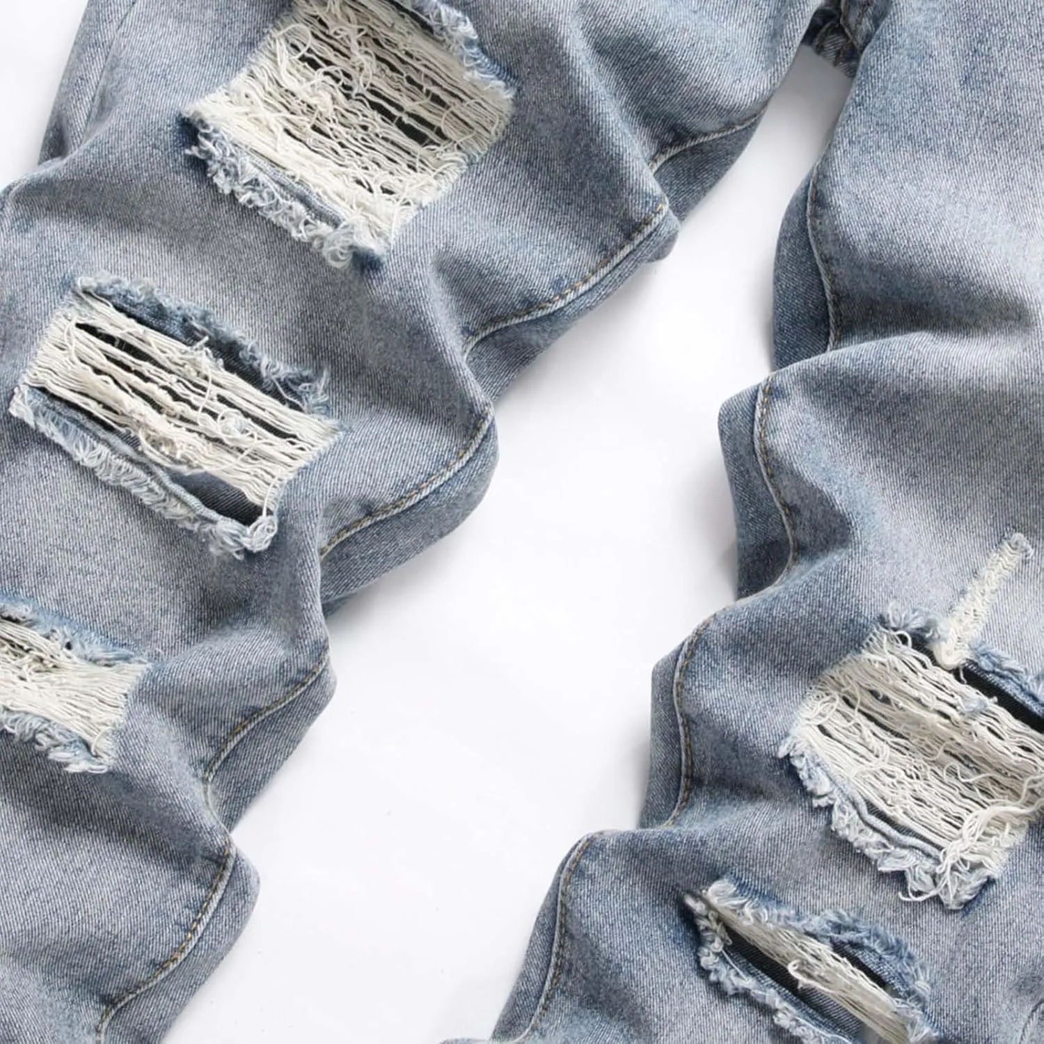 Men's Jean Ripped Slim Fit Straight Leg Denim Pants Stretch Skinny Distressed Comfort Fashion Biker Denim Pants Jeans