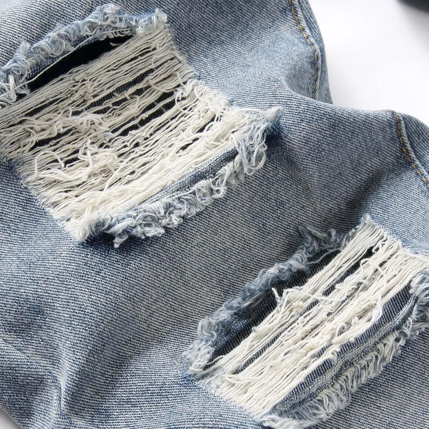 Men's Jean Ripped Slim Fit Straight Leg Denim Pants Stretch Skinny Distressed Comfort Fashion Biker Denim Pants Jeans