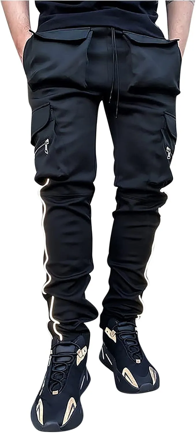 Mens Joggers with Pockets,Boy's Regular Fit Comfort Flex Jogging Pants Fashion Outdoor Pants Mens Cargo Work Pants