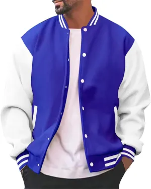 Mens Varsity Jackets Faux Leather Sleeve Letterman Baseball Jacket Bomber Coat Harajuku Vintage Tops
