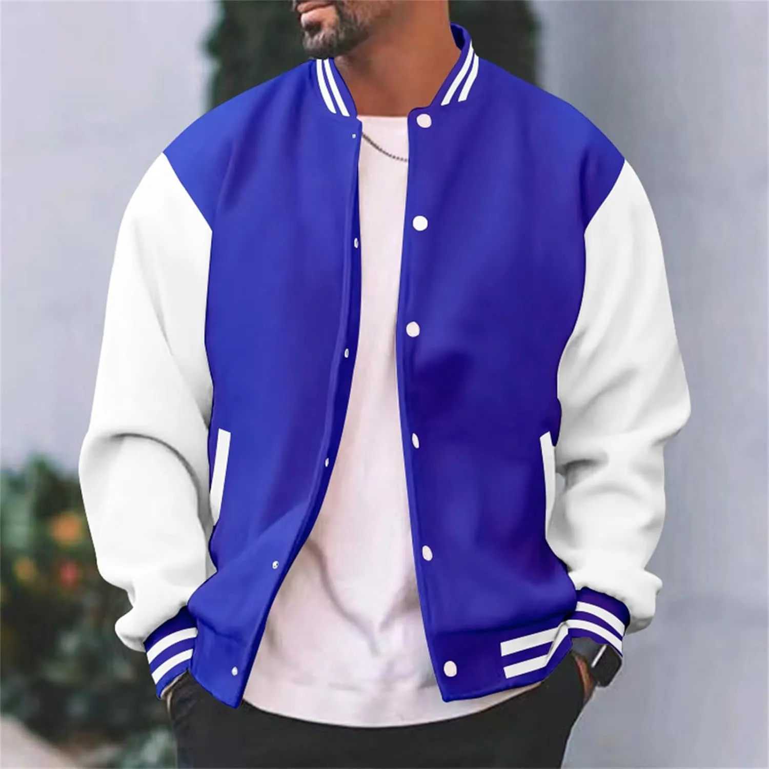 Mens Varsity Jackets Faux Leather Sleeve Letterman Baseball Jacket Bomber Coat Harajuku Vintage Tops