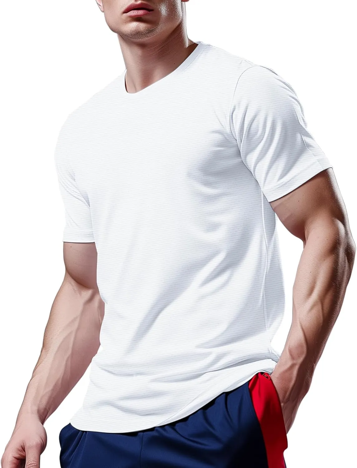 Mens Workout Shirts Dry Fit, Running Top Athletic Tee Moisture Wicking Crewneck Gym T-Shirts Short Sleeve
