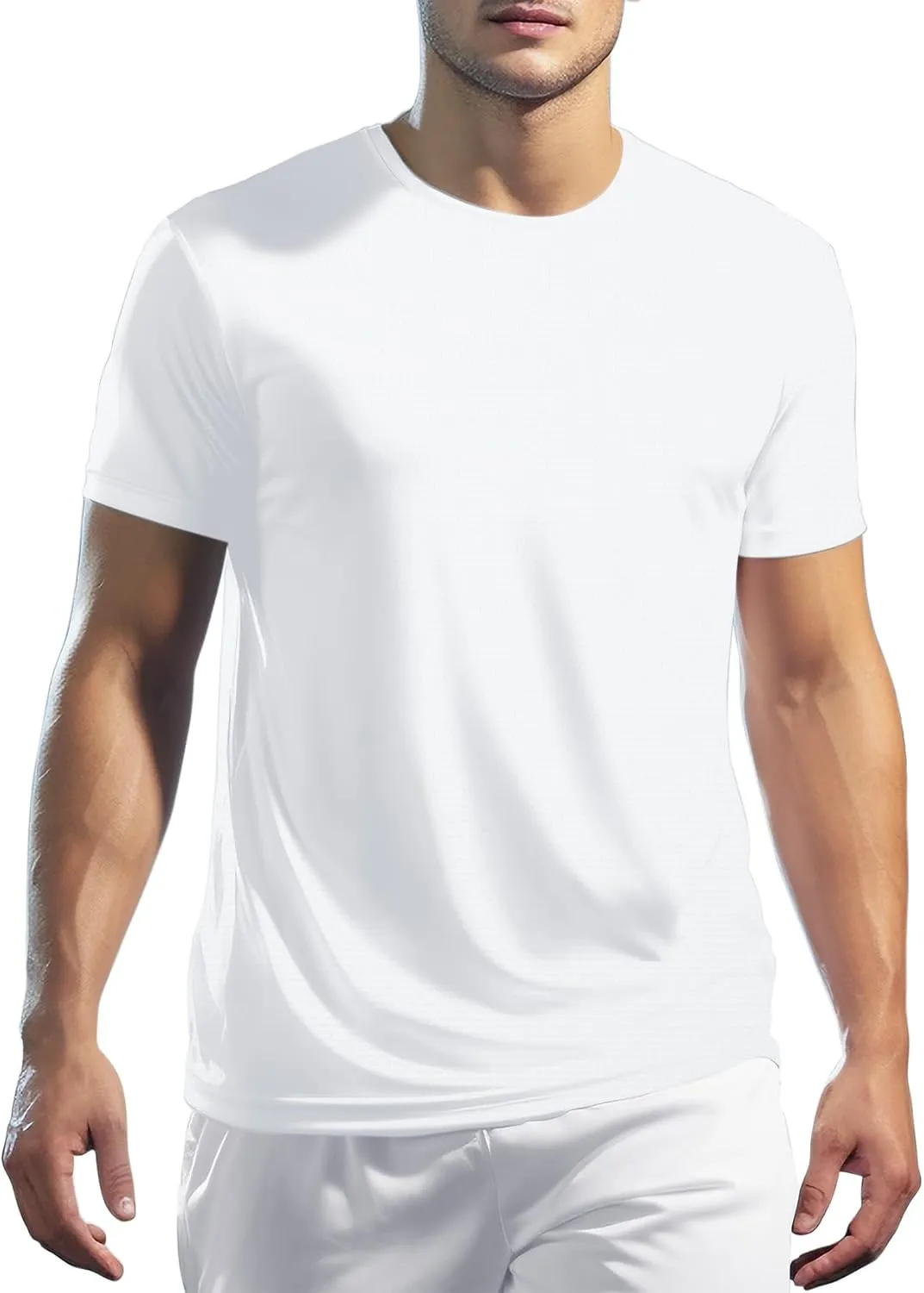 Mens Workout Shirts Dry Fit, Running Top Athletic Tee Moisture Wicking Crewneck Gym T-Shirts Short Sleeve
