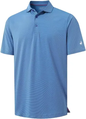 MICHEL ROUEN Golf Shirts for Men Short Sleeve Lightweight Quick Dry Pin Striped Casual Collared Polo Shirts