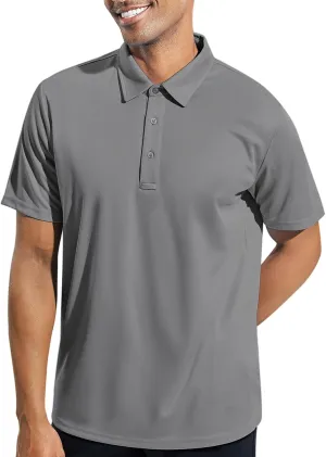 MIER Men's Quick Dry Polo Shirts Polyester Casual Collared Tennis Shirts, Moisture-Wicking, Short Sleeve