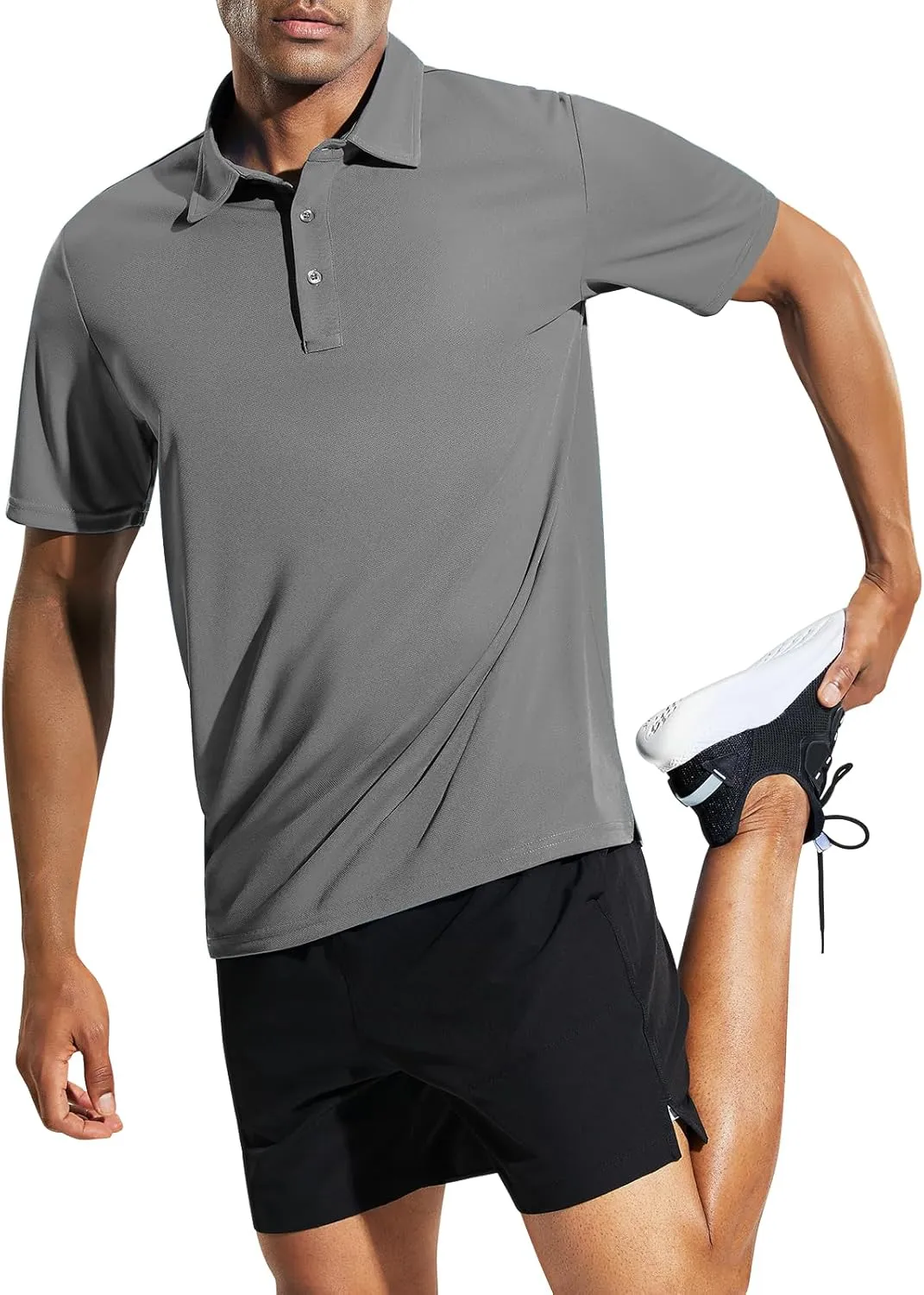 MIER Men's Quick Dry Polo Shirts Polyester Casual Collared Tennis Shirts, Moisture-Wicking, Short Sleeve