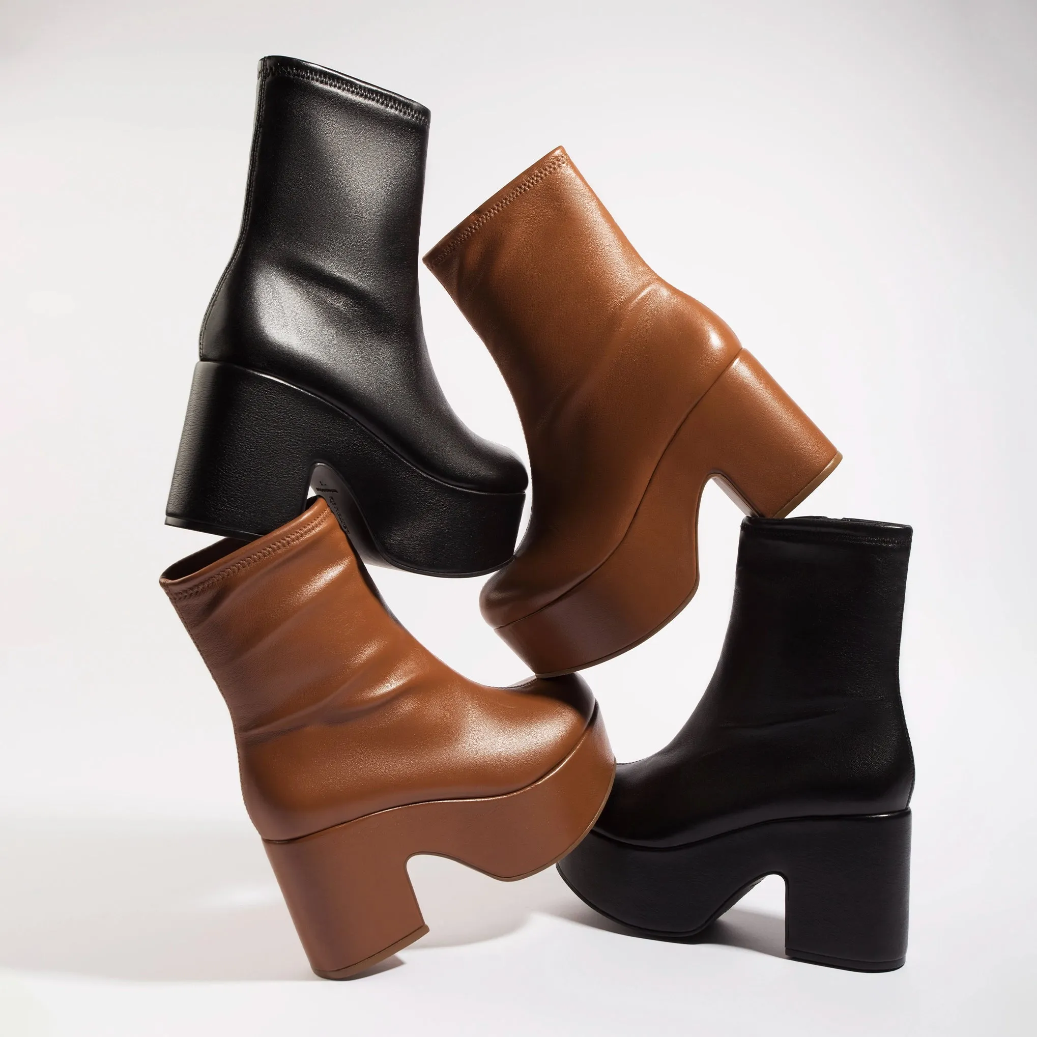 Miso Platform Boot In Black Stretch Leather