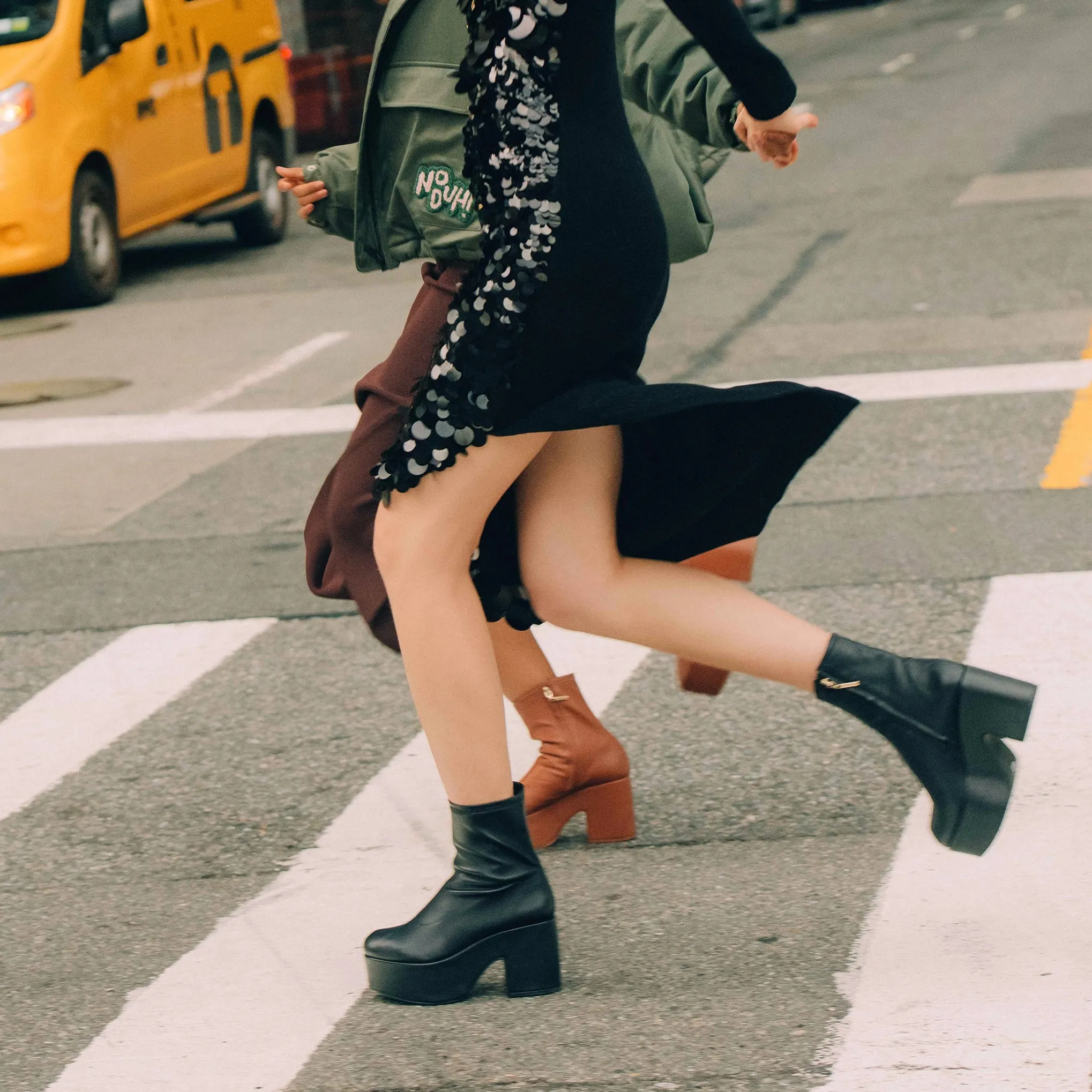 Miso Platform Boot In Black Stretch Leather