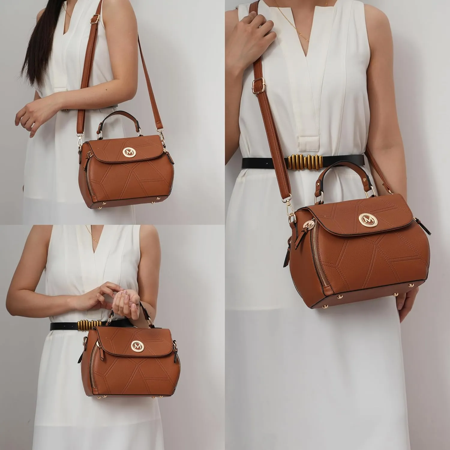 MKF Collection Satchel Bag for Womens, Vegan leather Crossbody Handbag Top-Handle Purse